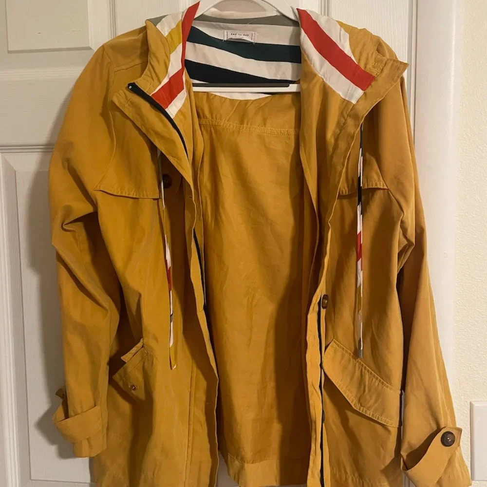 Stylish Mustard Yellow Rain Jacket - Picture 2 of 2